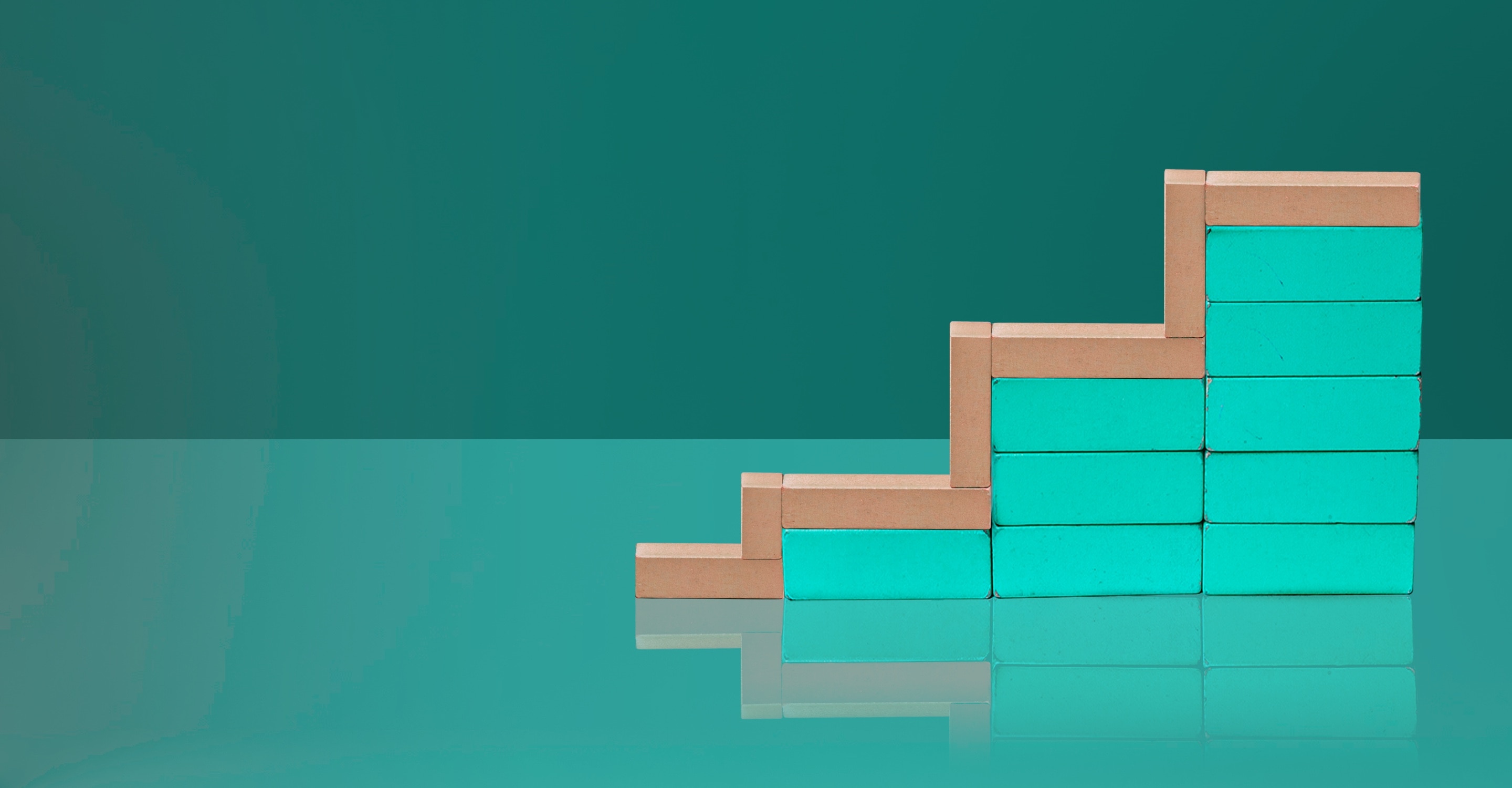 image of ascending blue stairs